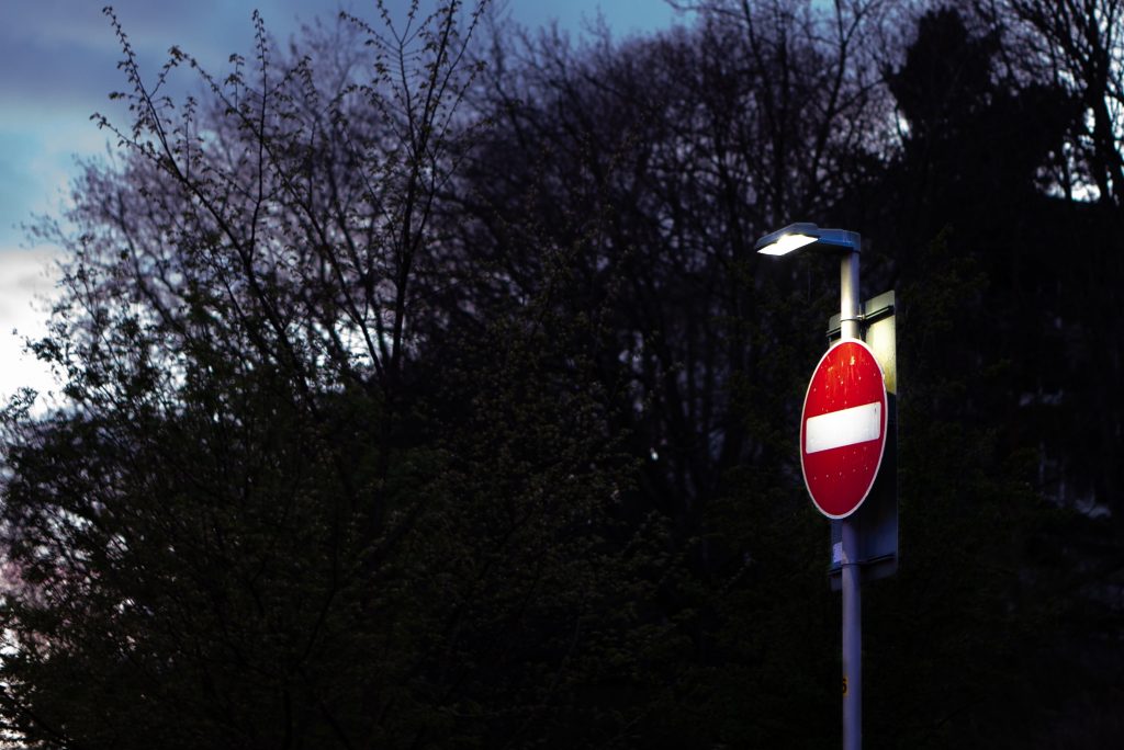 No Entry Sign post